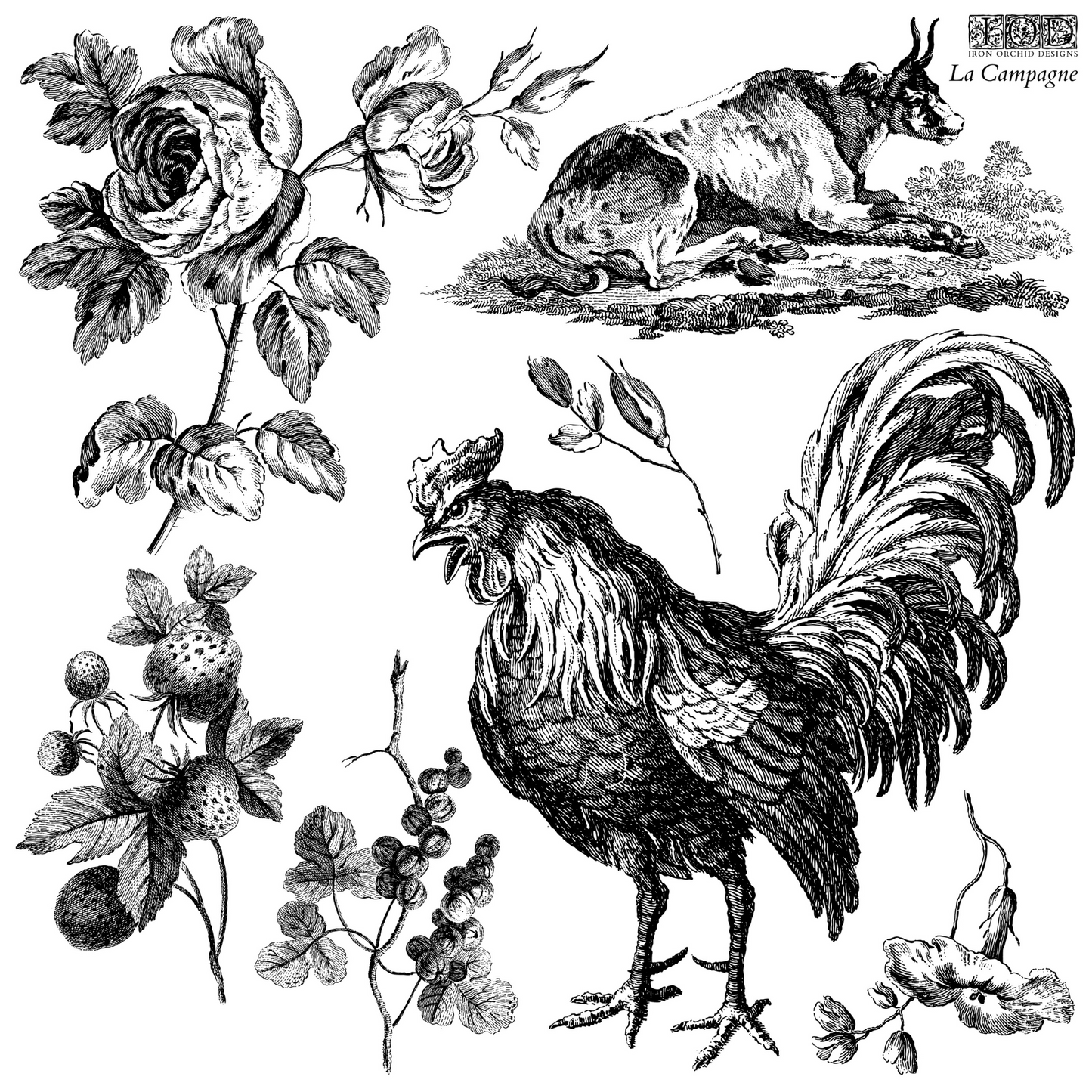 "La Campagne" IOD Stamp by Iron Orchid Designs available at Milton's Daughter. Sheet 2 of 2 sheet set.