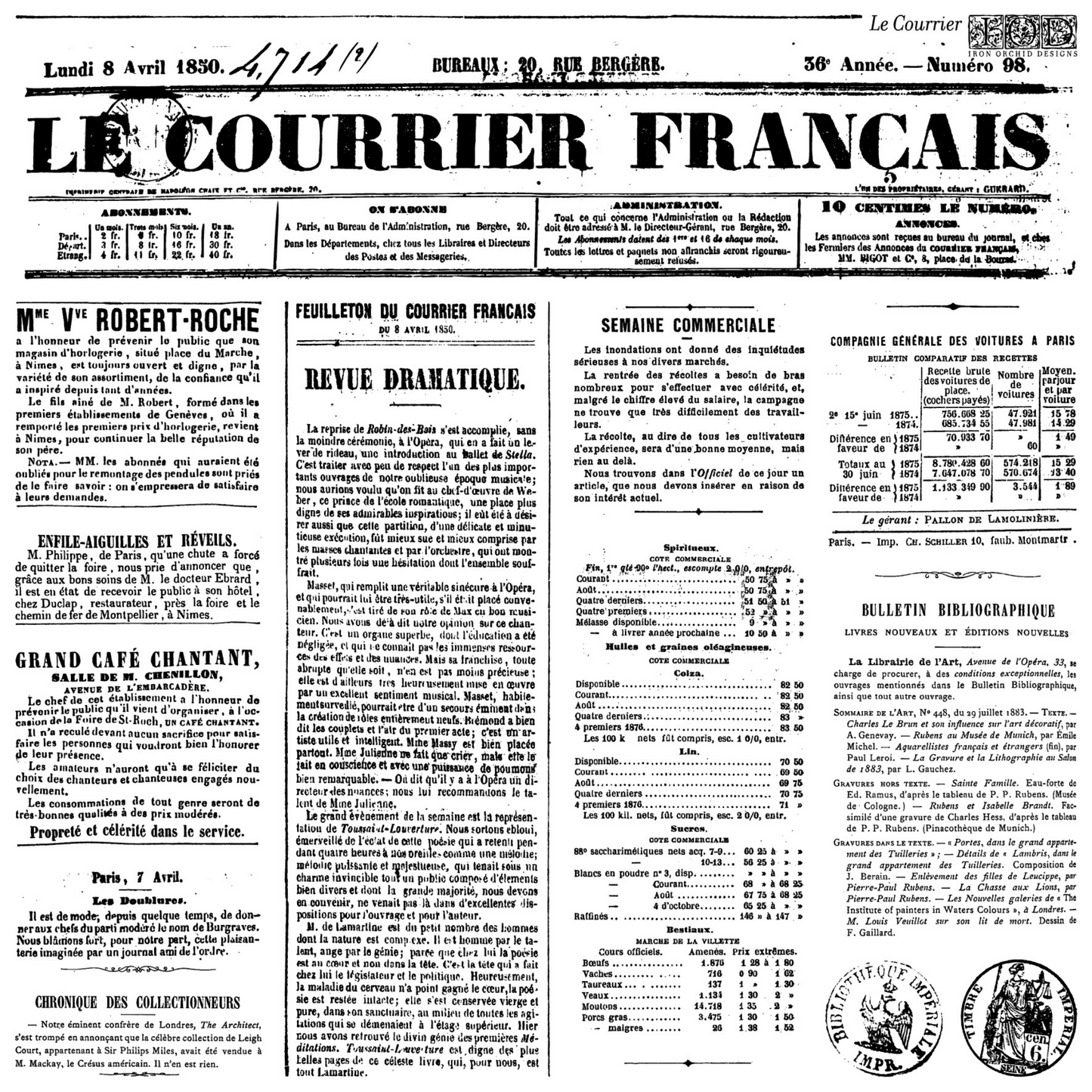 "Le Courier" IOD Stamp by Iron Orchid Designs. IOD Clear silicone stamp measures 12" x 12." Available at Milton's Daughter.