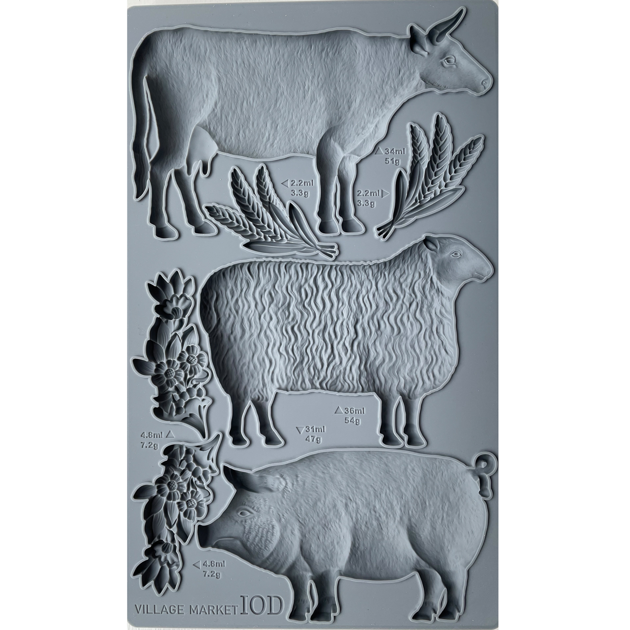 Cow Mold Farm Animal Mold Silicone Molds Polymer Clay Resin Fondant 