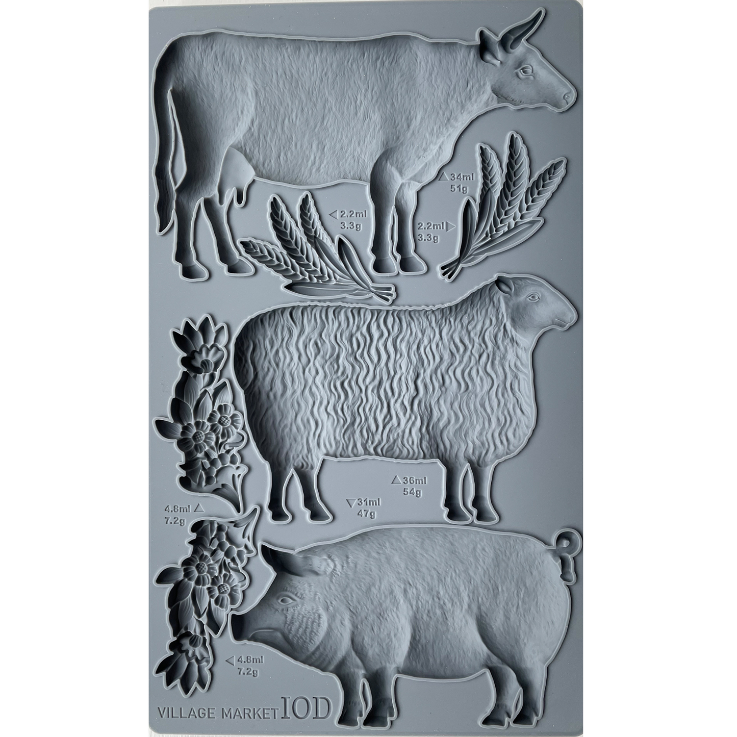 Village Market IOD Silicone Mold by Iron Orchid Designs. Mould measures 6" x 10." Available at Milton's Daughter.
