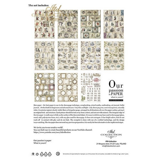 Vintage Advent Calendar 11 sheet set from ITD Collections available at Milton's Daughter. Back cover photo.