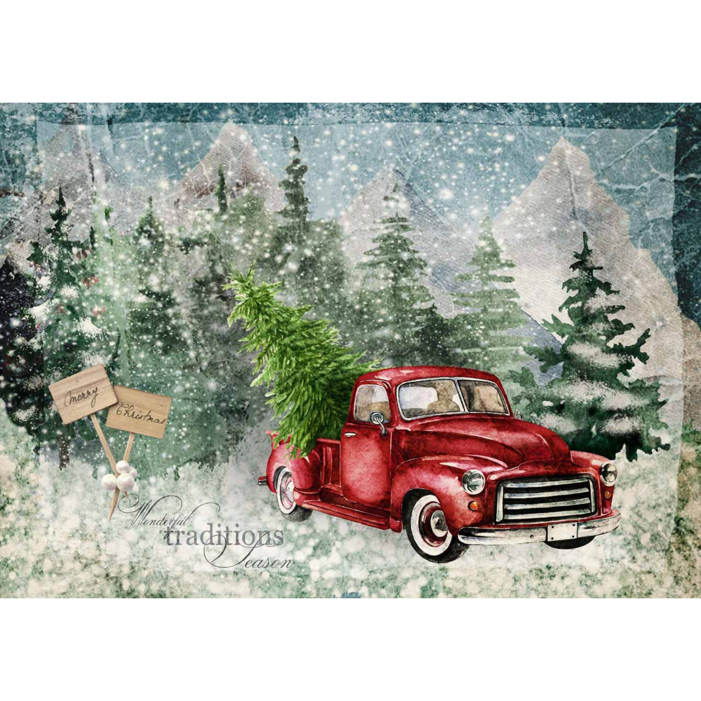 "Winter Traditions" Decoupage Rice Paper by Decoupage Queen. Available at Milton's Daughter.