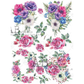 Floral design with pink, purple, and blue flower elements on a white background.