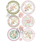 Set of decorative circular designs with roses and decorative elements.