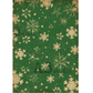 Green paper with a vintage distressed pattern of beige snowflakes and stars.