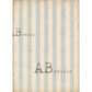 Vintage-style striped background with alternating light blue and cream vertical stripes and distressed edges.