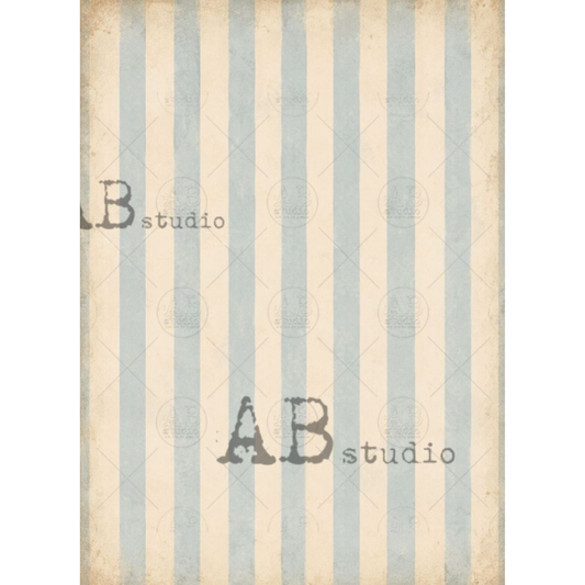 Vintage-style striped background with alternating light blue and cream vertical stripes and distressed edges.