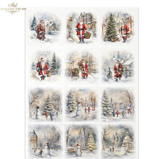 Sheet of Christmas-themed thumbnail images featuring Santa Claus and winter scenes.