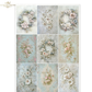 Set of nine floral wreath designs on a textured background