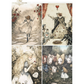 Set of four illustrated cards featuring characters from Alice in Wonderland.
