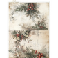 Decorative paper  greenery, mistletoe and berries on a parchment textured background.