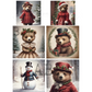 Set of Christmas-themed bear illustrations in various outfits and poses.