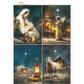 4 images depicting nativity scenes.