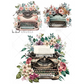 "3 Pack of Floral Vintage Typewriters" decoupage rice paper by AB Studio. Available at Milton's Daughter.