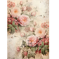 Vintage-style floral design with pink flowers on a textured background.