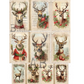 Grid of Christmas-themed deer illustrations with various decorative elements.