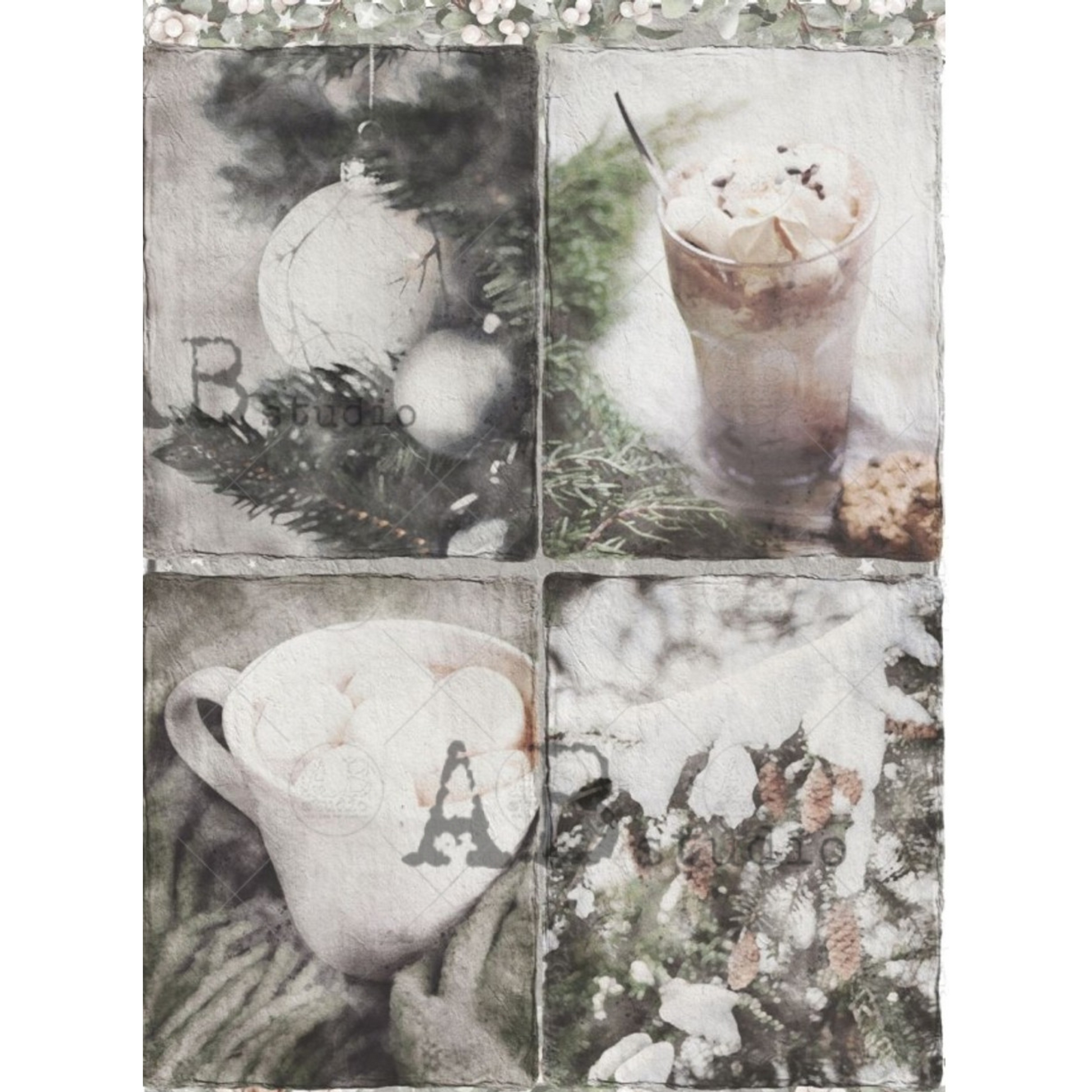 "4 Pack Nordic Christmas Scenes" decoupage rice paper by AB Studio. Available at Milton's Daughter.