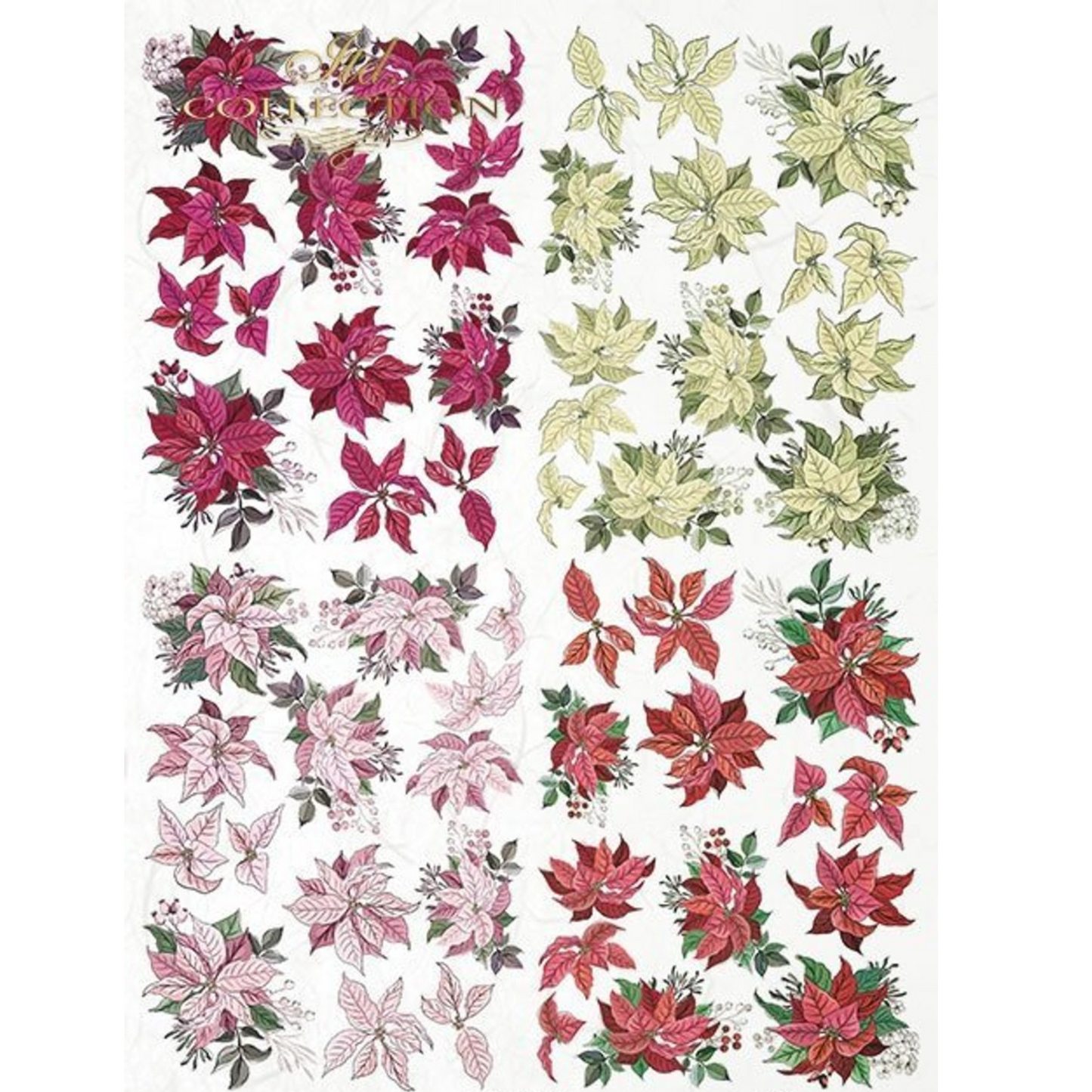 "4 Pack of Poinsettas" decoupage rice paper by ITD Collection. Available at Milton's Daughter.