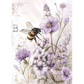 Illustration of a bee on purple flowers.