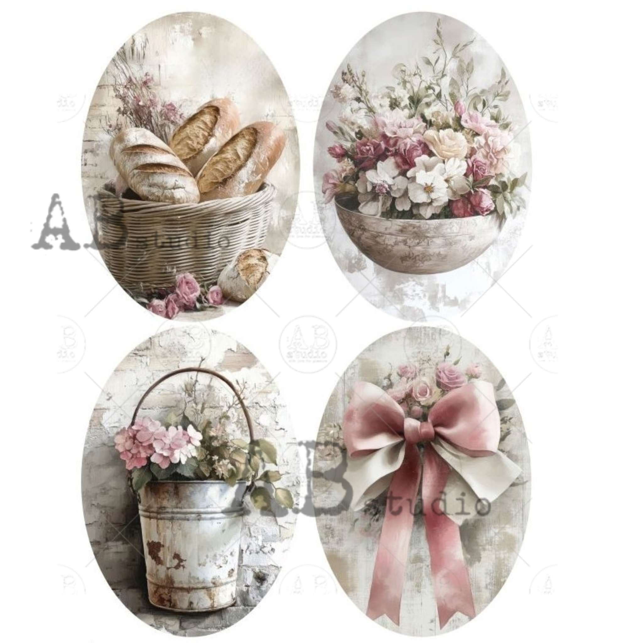 Cottage Core Pink Ovals - Decoupage Rice Paper – Milton's Daughter