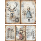 "5 Pack Winter Girl Scenes" decoupage rice paper by AB Studio. Available at Milton's Daughter.