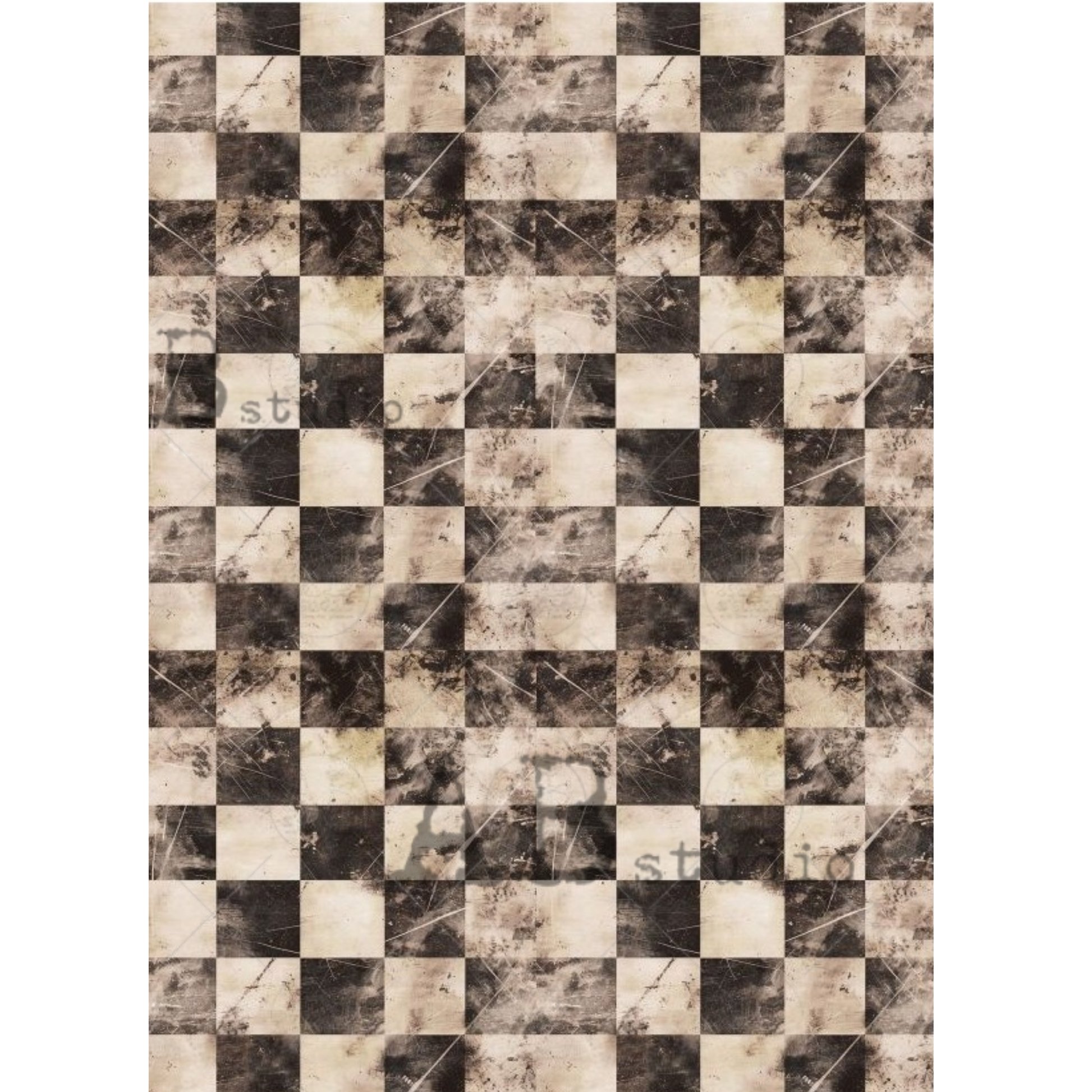 Black and beige squares with an overall distressed pattern.