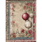 Decorative frame background paper with Christmas ornaments and buttons on a textured background.
