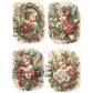 Four decorative images of cherubs with flowers and berries.