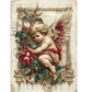 Decorative angel with christmas floral elements on a textured background