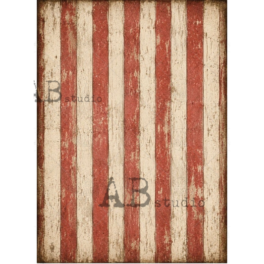 Distressed red and beige vertical stripes.