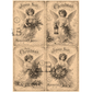 4 vintage postcard images of angels over cursive with a sepia toned background.