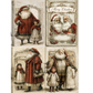 Vintage Christmas images featuring Santa Claus and children in four illustrated panels with ornate borders.