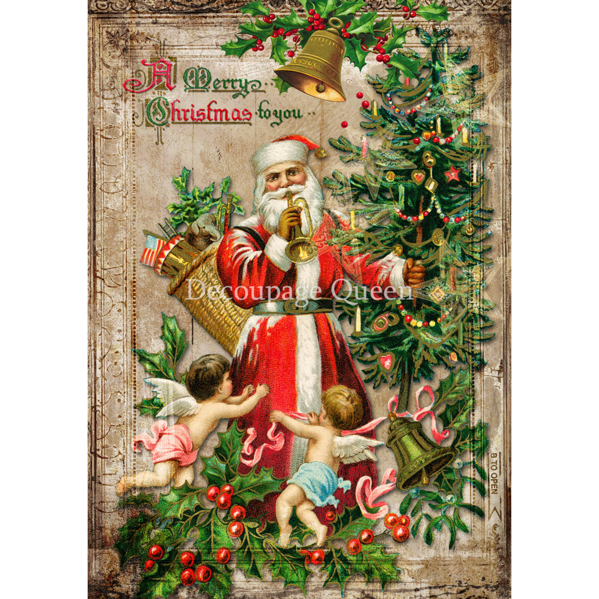 "A Merry Christmas To You" decoupage rice paper by Decoupage Queen. Available at Milton's Daughter.