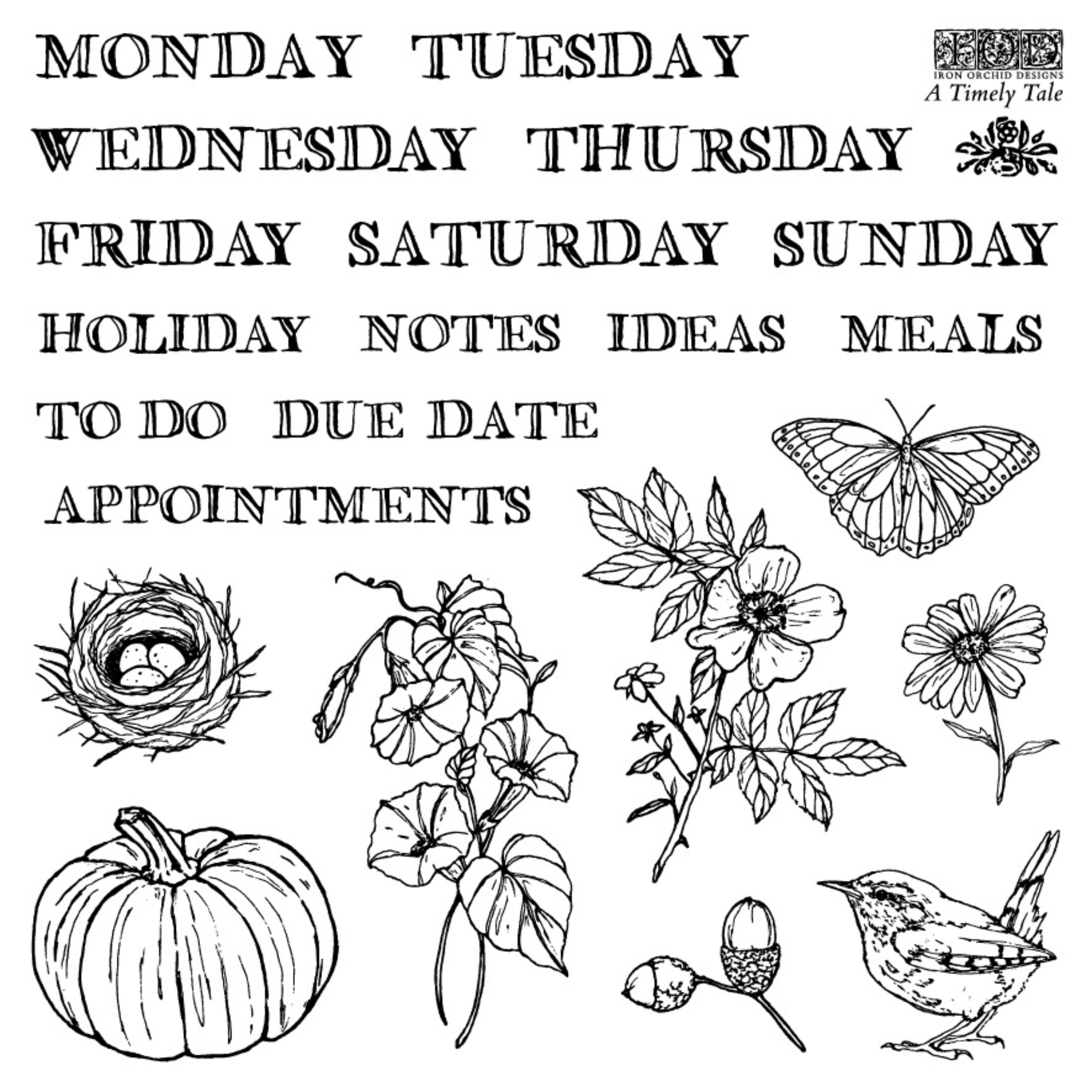 A Timely Tale IOD MIni Stamp Boxed Set by Iron Orchid Designs, Sheet 3 of 4.