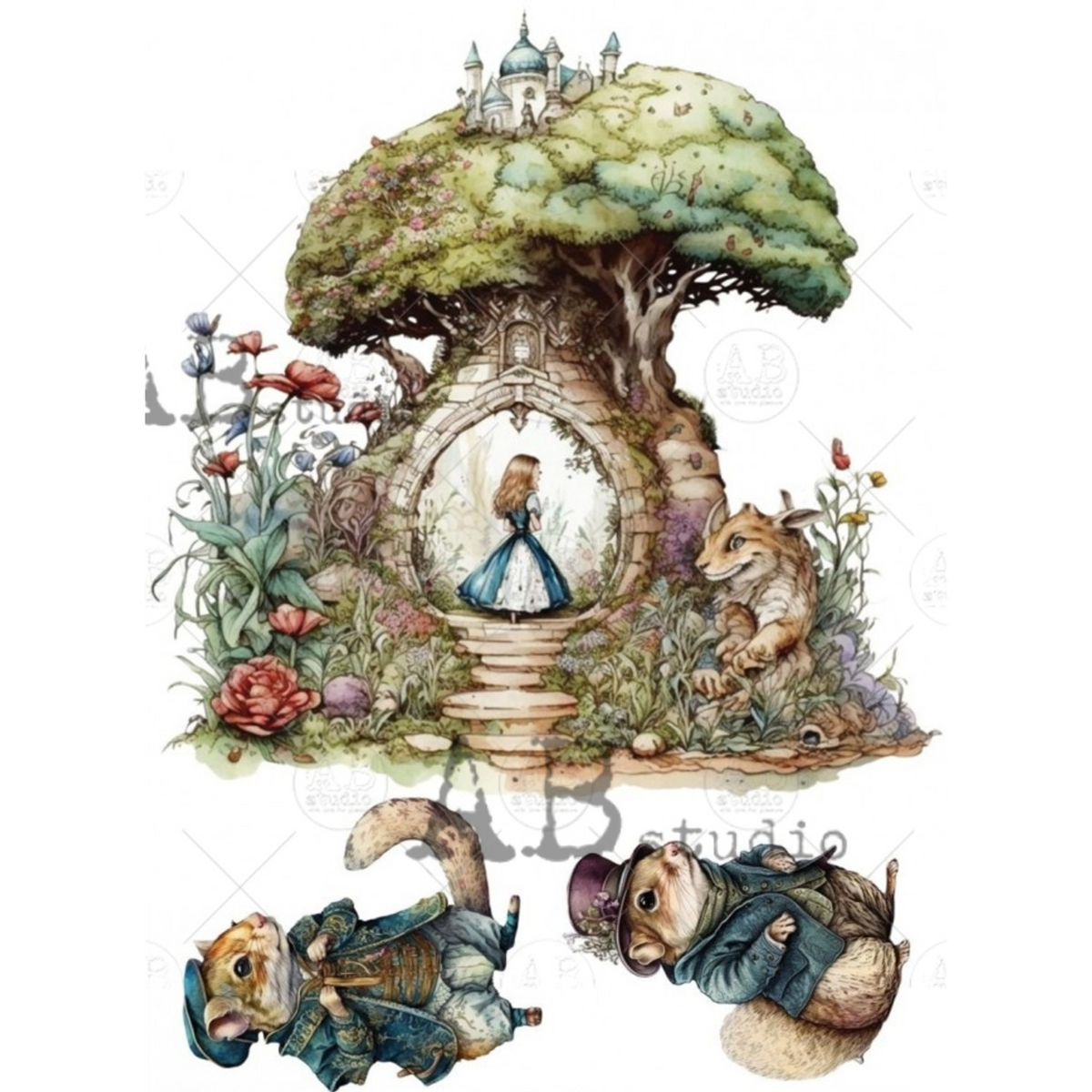 Alice in Wonderland Tree House - Decoupage Rice Paper – Milton's Daughter