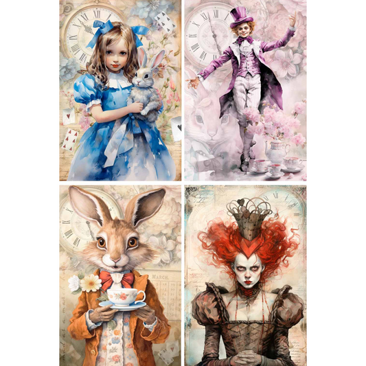 "Alice in Wonderland Set" decoupage rice paper by Paper Designs. Available at Milton's Daughter.