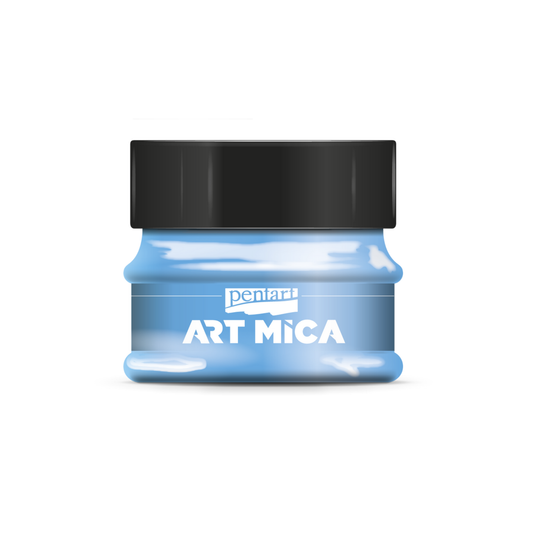 Jar of Pentart Art Mica powder on a white background