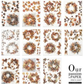 Autumn Wreath decoupage rice paper set from ITD collection, back cover detail. Features  11 pages of watercolor style illusrations of autumn leaves, pinecone, and berry patterns on a white background.
