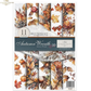 Autumn Wreath decoupage rice paper set from ITD collection, front cover. Features  11 pages of watercolor style illusrations of autumn leaves, pinecone, and berry patterns on a white background.