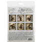 Image of back cover displaying contents of six holiday mouse themed images with printed text.