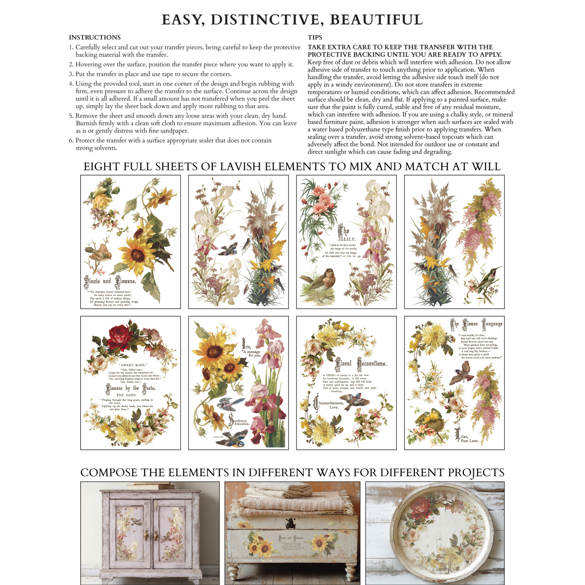 Flowers By The Poets IOD Transfer by Iron Orchid Designs. Back cover.