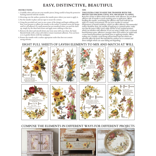 Flowers By The Poets IOD Transfer by Iron Orchid Designs. Back cover.