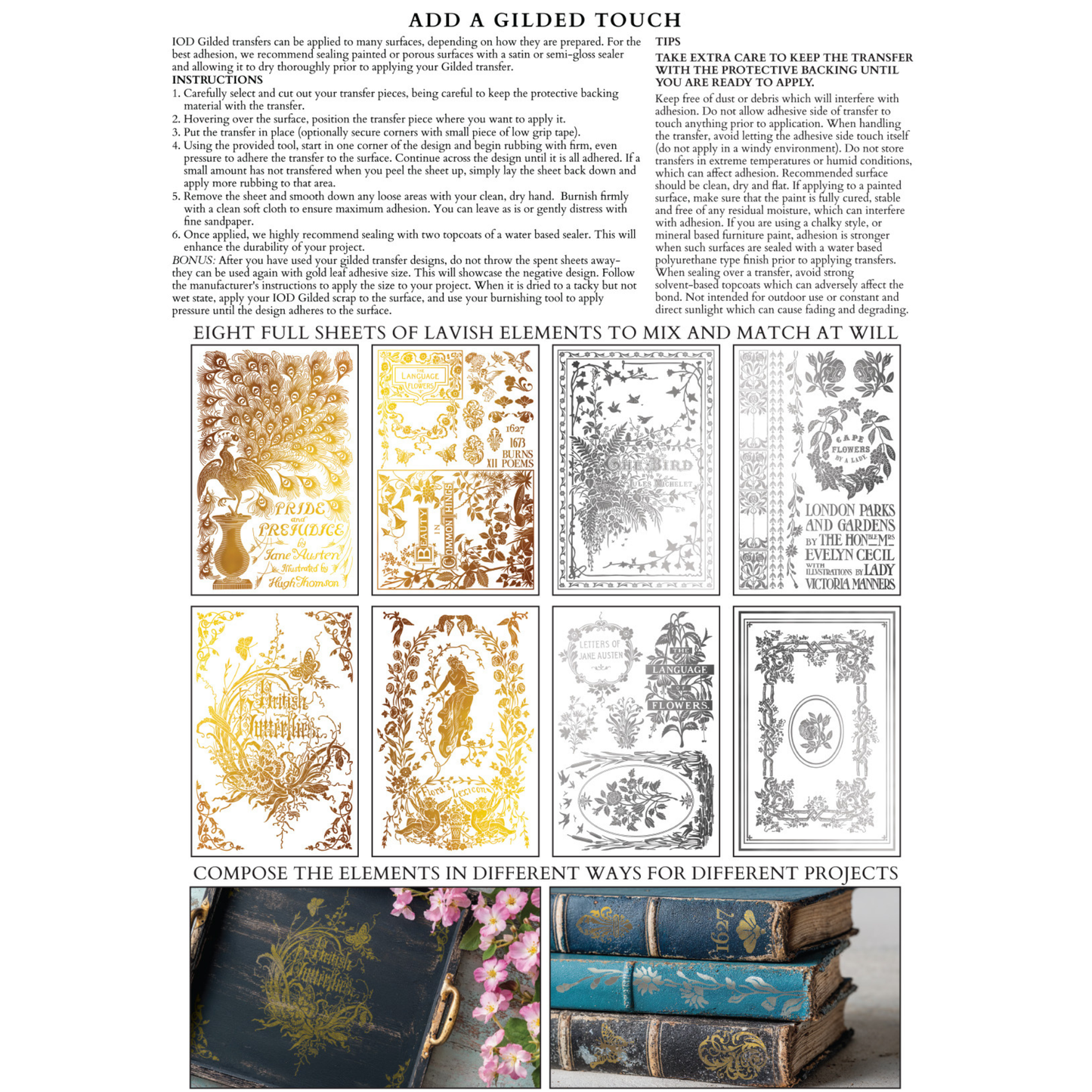 Athenaeum IOD Gilded Foil Transfer by Iron Orchid Designs. Back Cover.