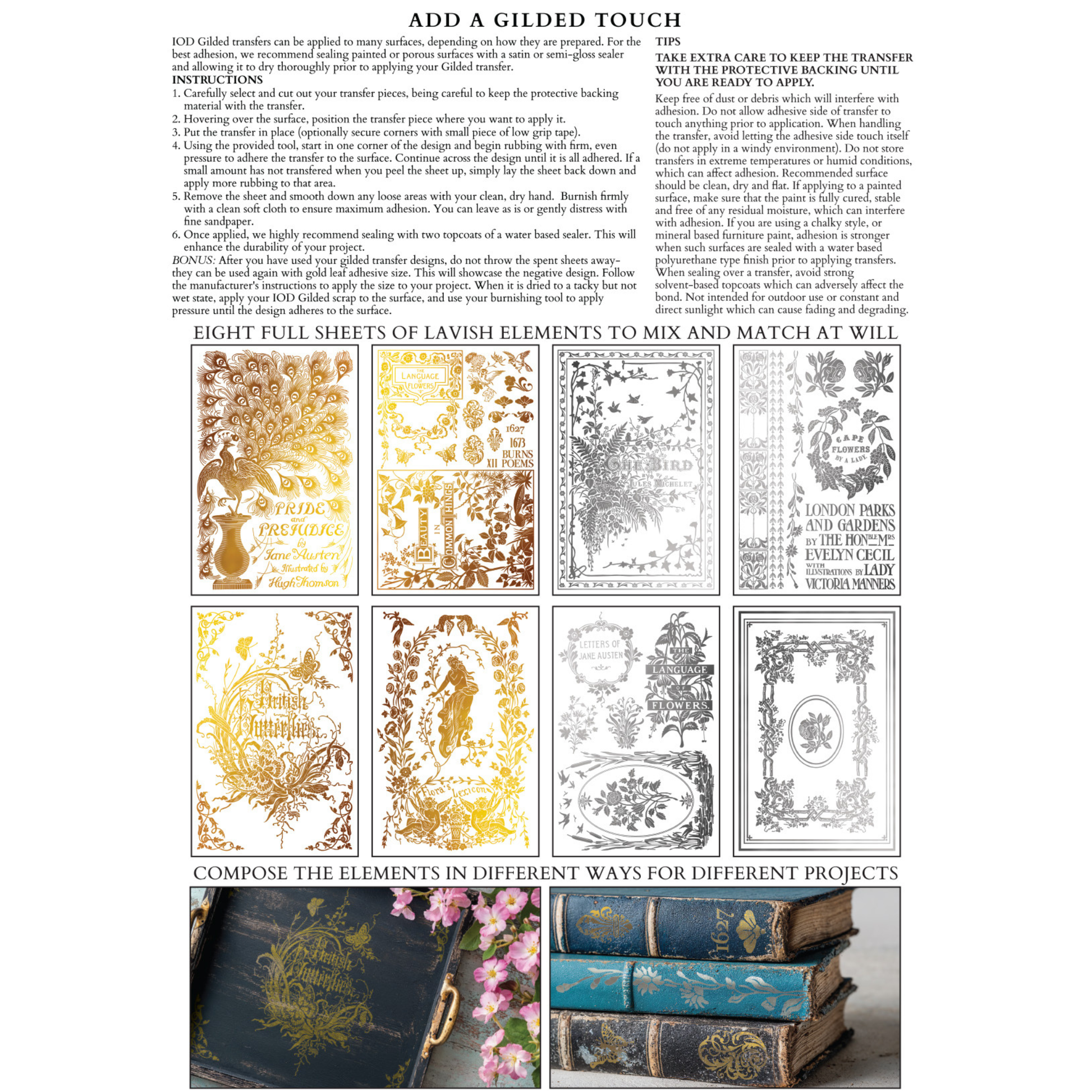 Athenaeum IOD Gilded Foil Transfer by Iron Orchid Designs. Back Cover.