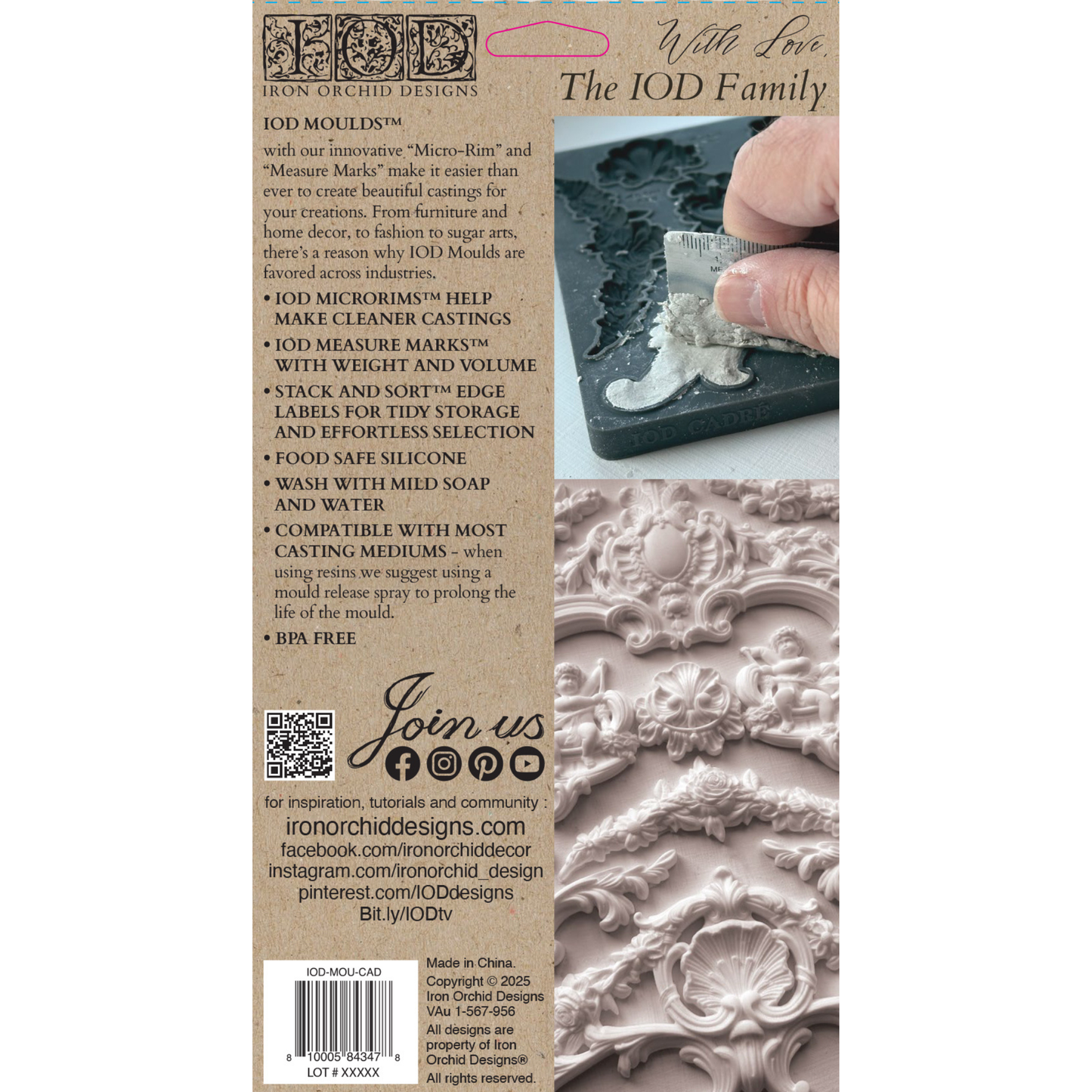 IOD Cadré Mould from Iron Orchid Designs. Back cover.