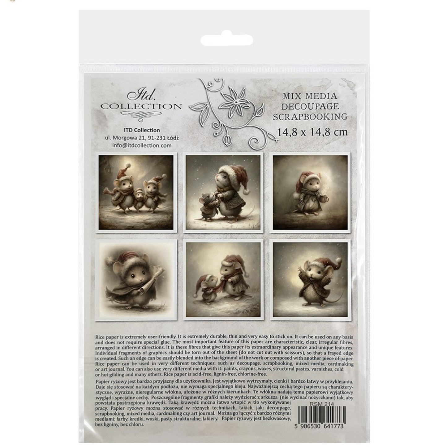 Back cover packaging with six image details and text.
