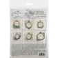 Packaging of decoupage paper with clock designs and text on a white background