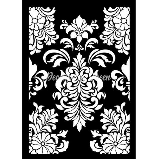 Decorative flourish-patterned stencil.