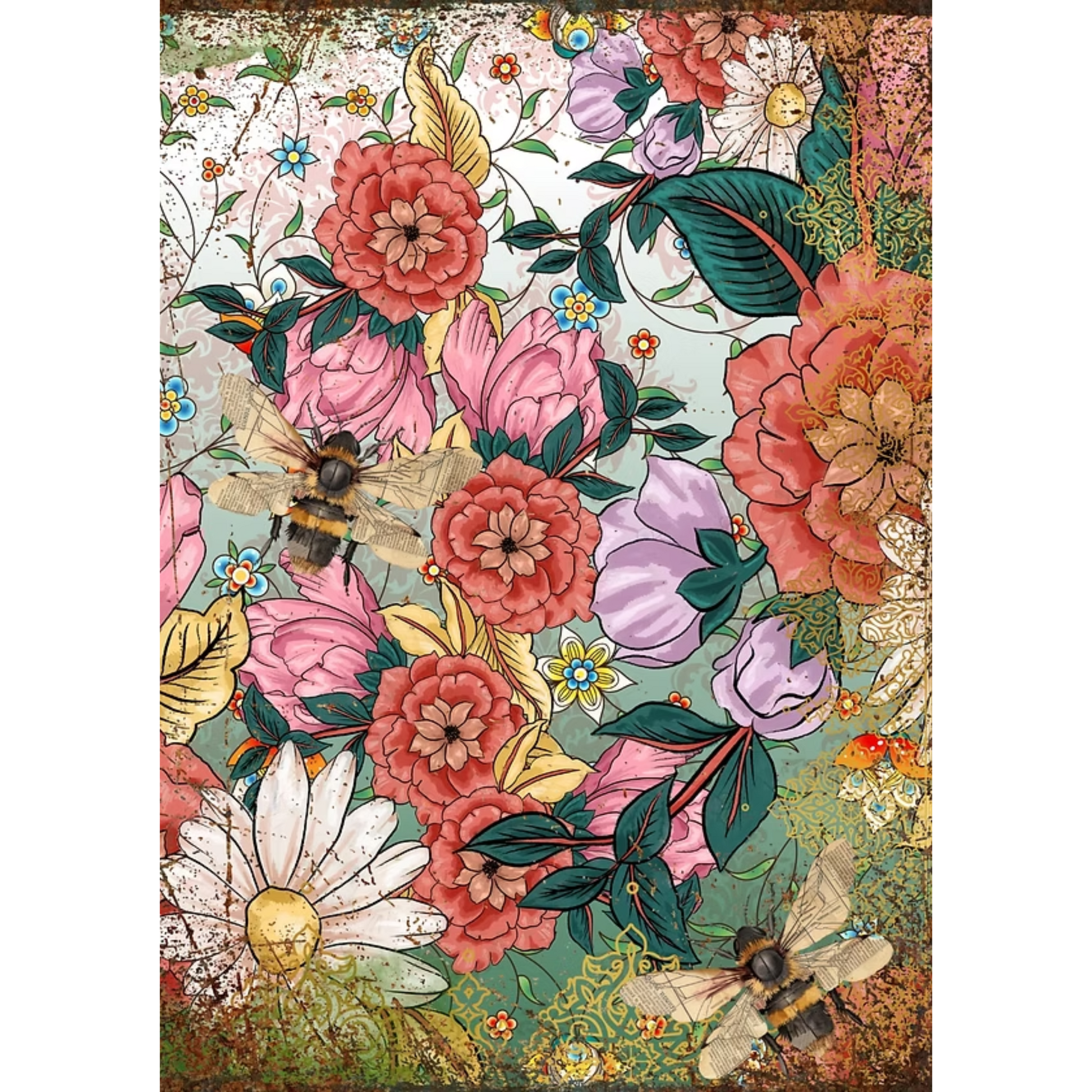 "Beehave" decoupage paper from Made by Marley. Page 3 of 3 sheet set. Available at Milton's Daughter.