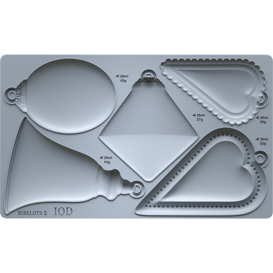 "Bibelots 2" IOD Mould by Iron Orchid Designs. Silicone mold with various geometric ornament shapes. Available at Milton's Daughter.